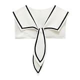 HoosaiyWoo Detachable Sailor Collar for Women - Fashion False Collar With Shirt for Girls - Fits Women's Tops, White