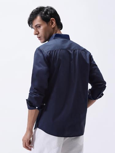 Image of Urbano Fashion Men's Cotton Full Sleeve Regular Fit Casual Solid Slub Shirt with Spread Collar