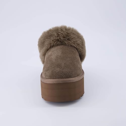CUSHIONAIRE Women's Husky Genuine Suede cozy mule Platform +Memory Foam, Wide Widths Available4