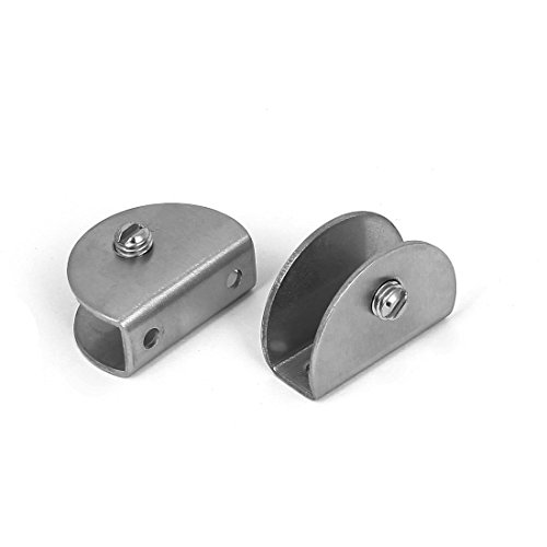 Aexit 2Pcs Half Clamps Round Shaped 12mm Thick Glass Clip Clamp Holder Hand-Screw Clamps Silver Tone