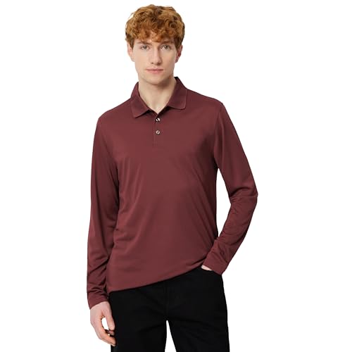 Amazon Essentials Men's Slim Fit Long Sleeve Quick Dry Golf Polo Shirt, Rich Burgundy, XX-Large
