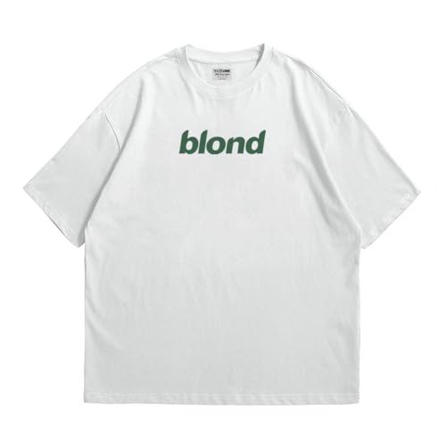 Image of Frank Ocean Blond Oversized T Shirt for Men and Women Premium Heavy Gauge Cotton Drop Shoulder Baggy Streetwear T-Shirt (in, Alpha, M, Plus, White)