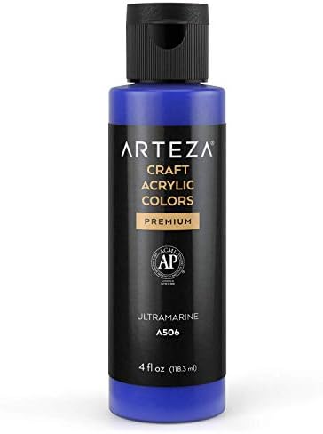 ARTEZA Craft Acrylic Paint, A507 Navy Blue, 118 ml Bottle, Water-Based, Blendable, Outdoor Craft Paint for Art & DIY Projects on Glass, Wood, Ceramics, Fabrics, Paper & Canvas