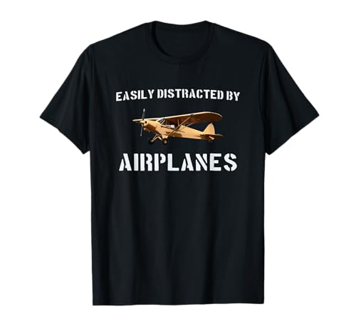 Easily Distracted By T Shirt Airplanes Funny Pilot T-Shirt
