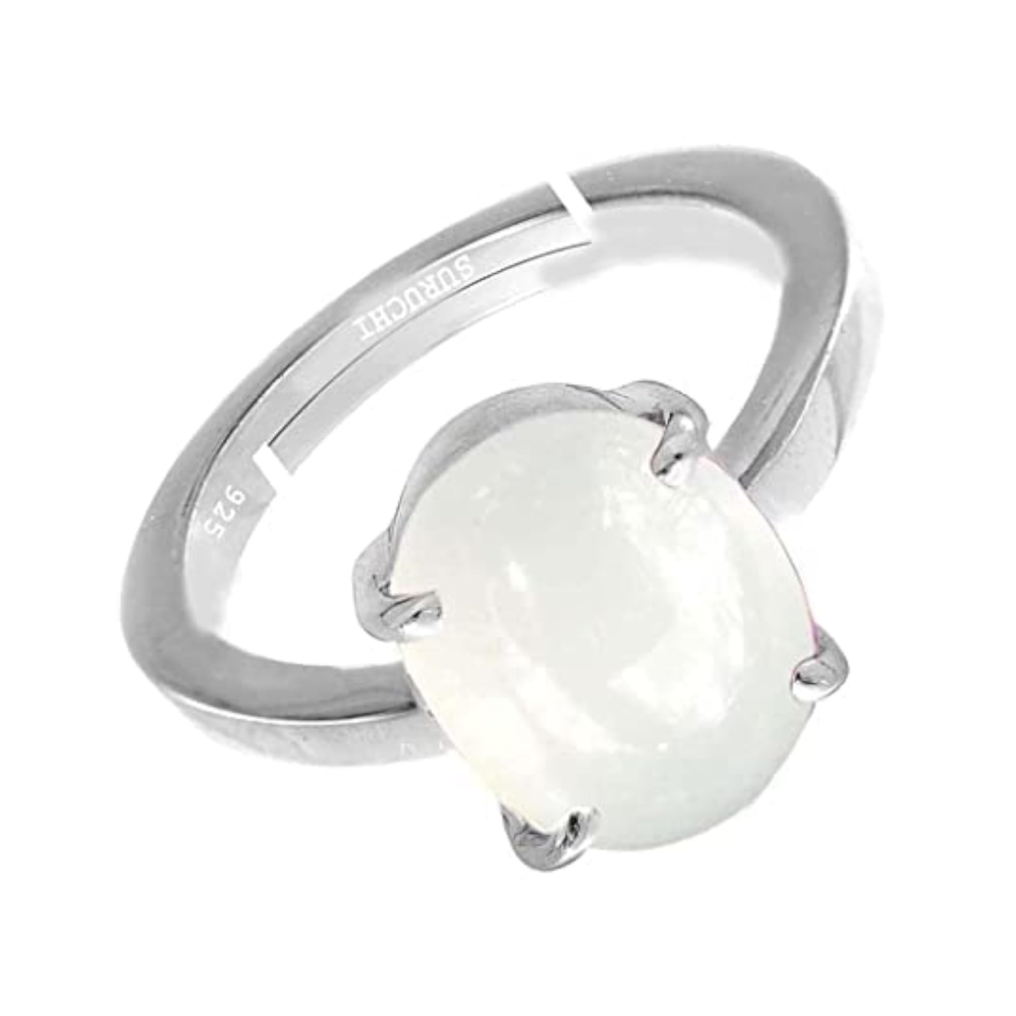 Women's Moonstone 925 Sterling Silver Adjustable Ring, Astrological Gemstone