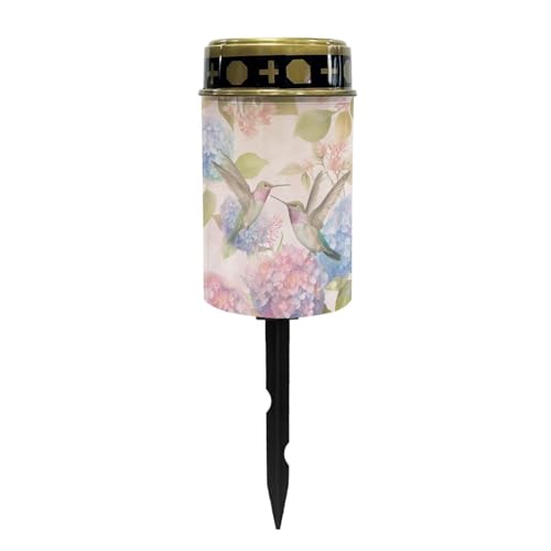 Image of Hummingbird Floral Solar Grave Lights for Cemetery Flameless Solar Powered Light for Prayer Waterproof Cemetery Solar Lights for Cemetery Grave Decor Candle Lamp
