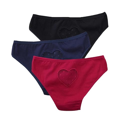 LLaviD Bragas Mujer 3pcs Brasas De Algodón Mujeres Heart Bajo Ventana Underpant De La Mujer Arrestas De Algodón Lingería M-XXL-Serie 1-SG
