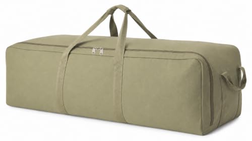 Image of DoYiKe Extra Large Canvas Duffle Bag for Travel Heavy Duty Military Duffel | Tent Storage Gear Equipment Sports Camping Bag with Lockable Zipper Armygreen Side Opening 150L