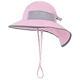 Infant Girl Sun Hat Wide Brim Neck Flap Adjustable Toddler Beach Hats for Girls Swim Hats with UV Pr