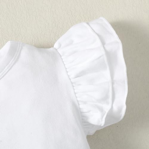 Zfzdren 12M-7Y Toddler Baby Girls T Shirt Solid Color Blouse Ruffle Top Cotton Casual Tees Plain Shirt thumb #2