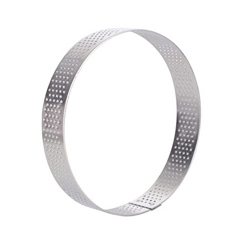 TOPPERFUN 1pezzi Anello Tortiera in Acciaio Inossidabile con Foro Ventilato Stampi Rotondi per Mousse e Crostate Cutter per Biscotti Utensile da Cucina per Dolci Fatto in Casa