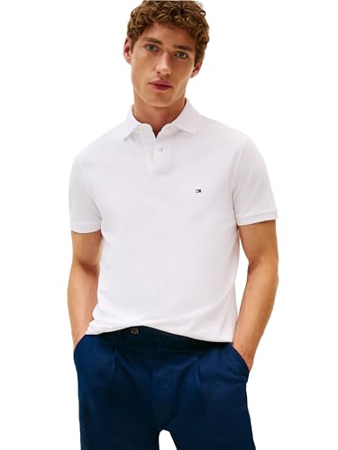Tommy Hilfiger Mens Short Sleeve Polo Shirts in Regular Fit with Stretch and Organic Pique Cotton