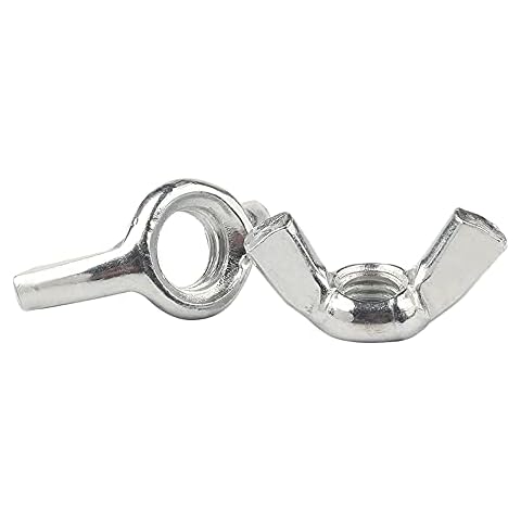 Oneyijun 10 Pcs M10 Wing Nuts Carbon Steel White Zinc Hand Butterfly Nut Threaded Silver 10mm Cover
