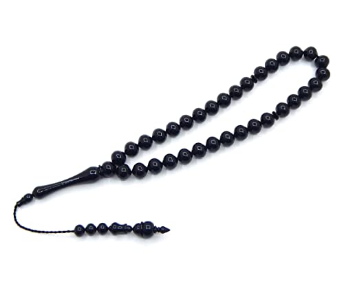 Perlin Tesbih Tasbih Tespih Misbaha Subha 33 Prayer Beads Muslim Islamic Rosary Prayer Worship Accessories Ottoman Black Onyx Effect Beads Ball 10 mm - Image 2