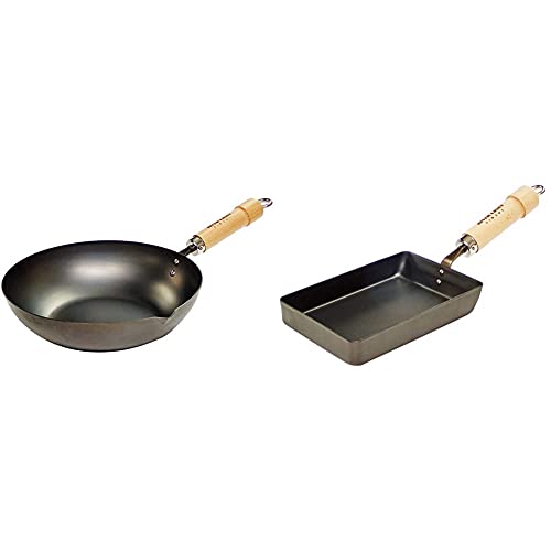 リバーライト 炒め鍋 極 ジャパン 28cm 8130-000222 中華鍋 & 卵焼き 鉄 フライパン 極 ジャパン 小 IH対応 日本製 中華鍋【セット買い】