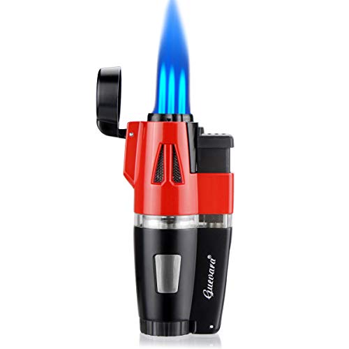 Cigar Torch Lighters Butane Refillable Lighter 3 Jet Flame Strong Flame Windproof with Punch(No Gas Include)
