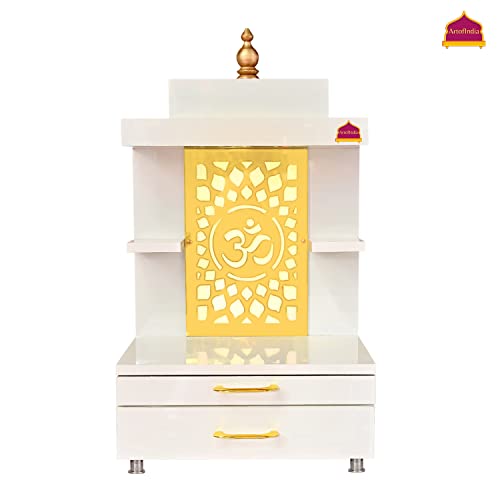 Image of Wooden Beautiful Temple with Led Light Already Assembled | Wooden Temple /Home /Pooja Mandir /Pooja Mandap /for Home (Wall Mounted)