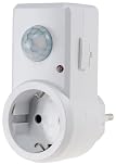 ChiliTec Steckdose Zwischenstecker mit Bewegungsmelder 120° 9m Reichweite 1200W 230V Adapter Sensor Schaltzeit 10sek.-15min Empfindlichkeit einstellbar für Beleuchtung im Innenbereich Weiß
