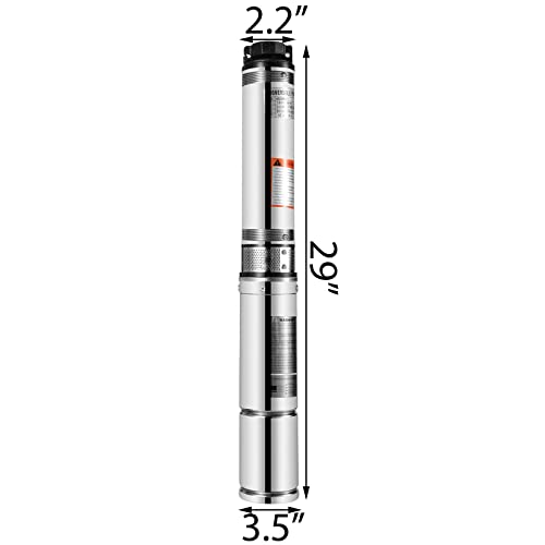 Patiolife Well Pump 1/2 Hp With 49.2Ft Cable - Submersible Well Pump 164Ft Head 22.9Gpm - Deep Well Pump Stainless Steel For Factories, Farmland, Irrigation Use #TOP1