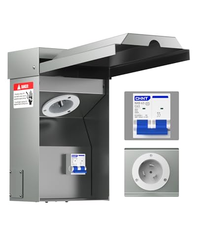 50 Amp Generator Inlet Box w/ Circuit Breaker - VHBW Power Inlet Box, NEMA SS2-50P Male Receptacle, 125/250V 12500W, Extra-Large Weatherproof Housing, 5 Wiring Ports (Sides/Top/Bottom/Rear) ETL Listed