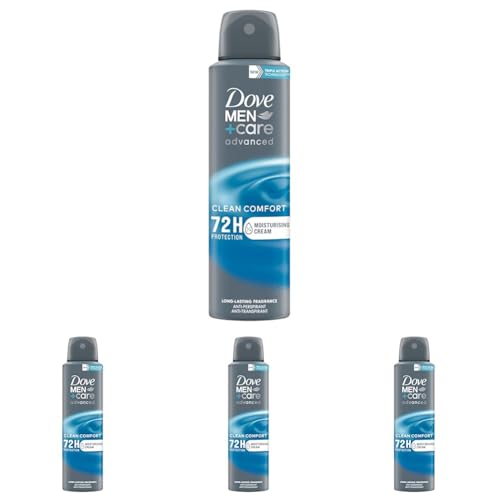 Dove Men +Care Aerosol Para Hombre Clean Comfort 72h 150 ML (Paquete de 4)