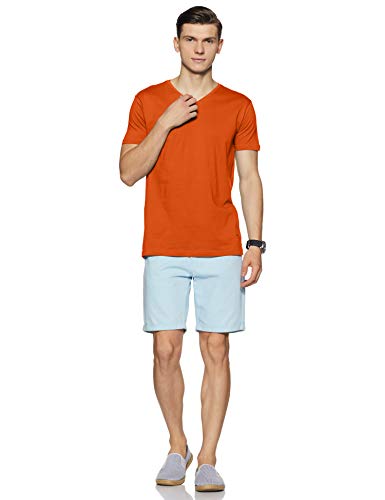 Image of ABOF Men's Solid Slim fit T-Shirt (BOA19AMCWTE3035108 Red M Orange M)