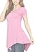 MBJ WT638 Short Sleeve Shirts for Womens Tops Casual V-Neck Summer Clothes Asymmetrical Tunic Blouses XXL Pink