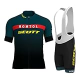 HOMTOL Abbigliamento Ciclismo da Uomo Maniche Corte Completo Bici Completo Ciclismo Manica Corta Tuta Ciclismo Uomo Pantaloncini con Bretelle in Gel 3D Traspirante e ad Asciugatura Rapida
