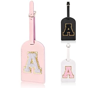 1 Pack Luggage Tags for Suitcases Cute Letter Luggage Tags Travel in Style with Personalized Luggage Tags – Gift for Kids and Adults!(Pink+A)