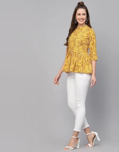 Image of Bollyclues Women's Crepe Bandhni Printed Peplum Top(BC-to)