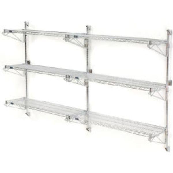 54 x 72 x 18 in. Nexel Poly Green Epoxy Wall Mount 3-Shelf Add-On Wire Shelving