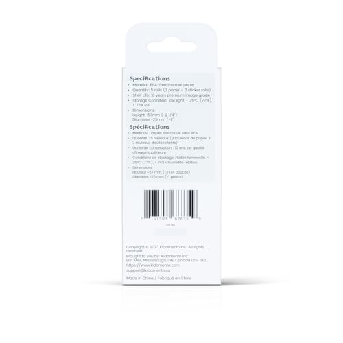 Image of Kidamento Instant Print Kids Camera Original BPA-Free BPS-Free Thermal Printing Paper Roll Refill Set 57mm 2 1 /4 Inch Width up to 300 Prints