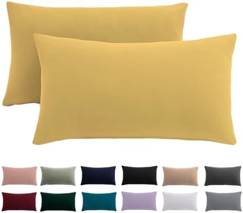 Beqnat Kissenbezug 40x60 2er Set, Kopfkissenbezug Gelb | 100% Mikrofaser Kopfkissenbezug 40 x 60 cm mit Reißverschluss, Kissenhülle Für Kissen, Bügelfrei & Knitterfrei, Waschbar