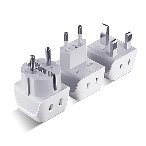 Ceptics Complete European Travel Adapter Set – 2 In 1 Usa to Europe, Germany, England, Spain, Italy, Iceland, France, (Type G, E/F, Type C) – 3 Pack, Safe Grounded Perfect for Cell Phones, Laptops Ceptics Complete European Travel Adapter Set – 2 In 1 Usa to Europe, Germany, England, Spain, Italy, Iceland, France, (Type G, E/F, Type C) – 3 Pack, Safe Grounded Perfect for Cell Phones, Laptops