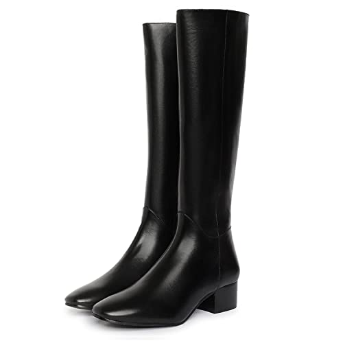 Image of Saint G. Women Leather Handcrafted Knee High Long Boots UK SG /F /1019 /BLK