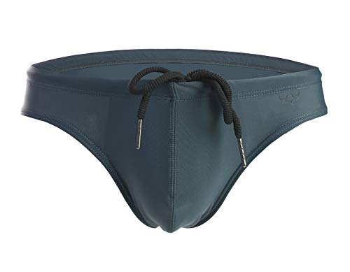 Classic Solid Color Nylon Low Waist Elastic Waistband Swim Trunk Briefs