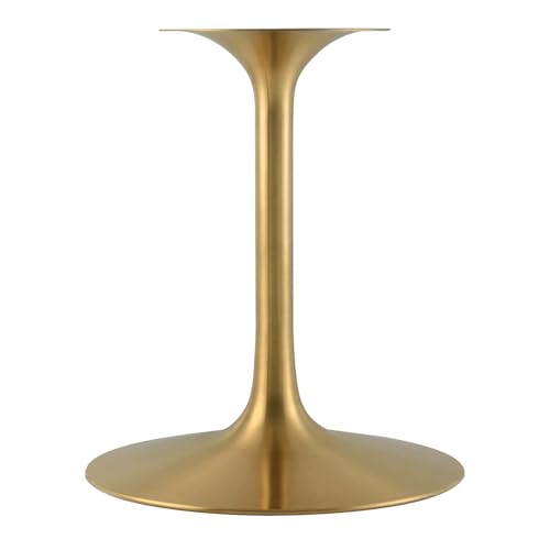 Image of Modway Lippa 48 inch Round Artificial Dining Table with Tapered, Metal Base, Gold Travertine