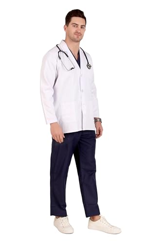 Image of Men's Lab Coat for Doctors and Medical Students| Cotton Long Sleeves Medical Apron | 3 Pockets | Uniform for Doctors