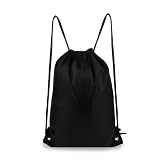 KEQAR Sac à dos à Cordon de Serrage pour Sport, Natation, Piscine, Basket-ball, Plage (Noir)