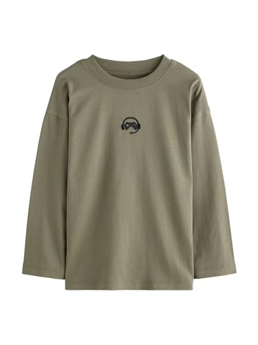 NEXT Jungen 4er-Pack Langarmshirts mit Kleiner Grafik Black/White/Grey Marl/Khaki Numeric_146