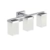 Moen YB8863CH 90 Degree 3-Light Dual-Mount Bath Bathroom Vanity Fixture with Frosted Glass, Chrome , White