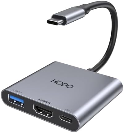 HODO USB C HDMI Adapter, USBC Digital AV Multiport Hub | HDMI 4K@60Hz, USB 3.0, Type-C 100W PD für iPad/MacBook/Samsung S24/Surface/HP
