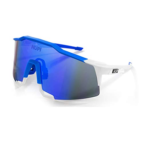 Óculos De Sol Bike Ciclismo Hupi Stelvio Azul Espelhado Proteção Uv