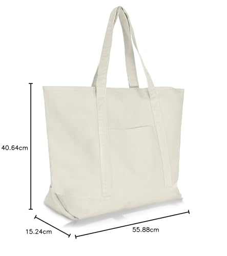 Image of 22 inch Heavy Duty Cotton Canvas Tote Bag (Zippered)
