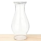 JIAOGEPENGYOU Oil Lamp Chimney Replacement,3 Inch x 8 Inch Kerosene Lamp Globe,Clear Glass Oil Lamps Globe, Crimped Top Hurricane Lamp Shade Cover,Glass Chimney for OilLamps(1 Pack)