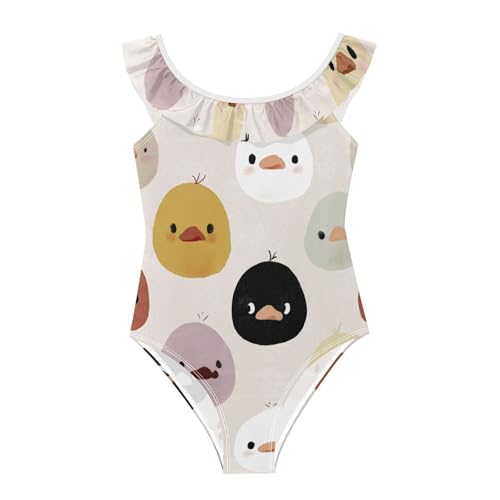 Traje de baño de caricatura de pato SyXIOP con volantes playeros para niñas pequeñas