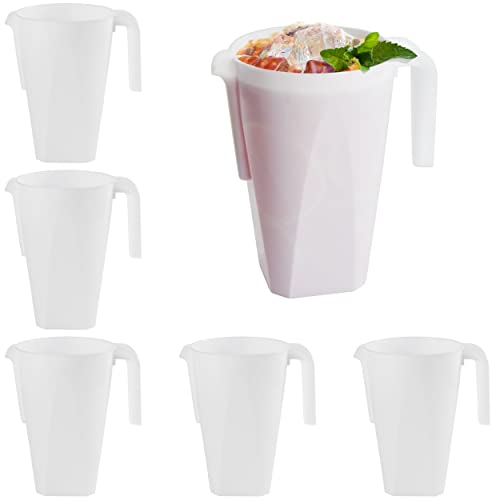 MATANA 6 Brocche in Plastica, Caraffe Bianche (1,5L) - Cocktail, Limonata, Punch, Sangria, Birre e Altro - Compleanni, Matrimoni, Natale, Picnic, Barbecue, Feste - Resistenti e Riutilizzabili