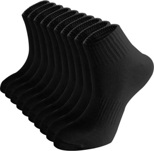 Irisbear Ankle Socks for Women, Cotton Gym Crew Socks Black