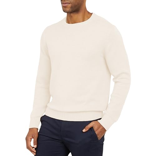 Chaps Mens Classic Fit Long Sleeve Cotton Jersey Midweight Crewneck Sweater Oatmeal Heather Large