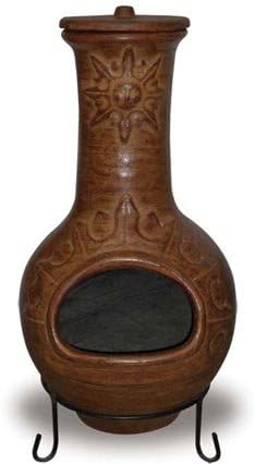 42-inch Sun Sketched Clay Chiminea